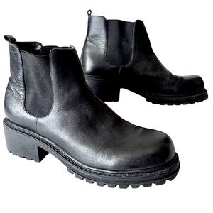 Y2K Espirit Chelsea Boot Size 10 Grunge Academia Leather Chunky Heel Platform